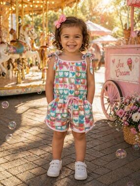 SweetHoney Pink & Multi Heart-Print Romper 3T (020)